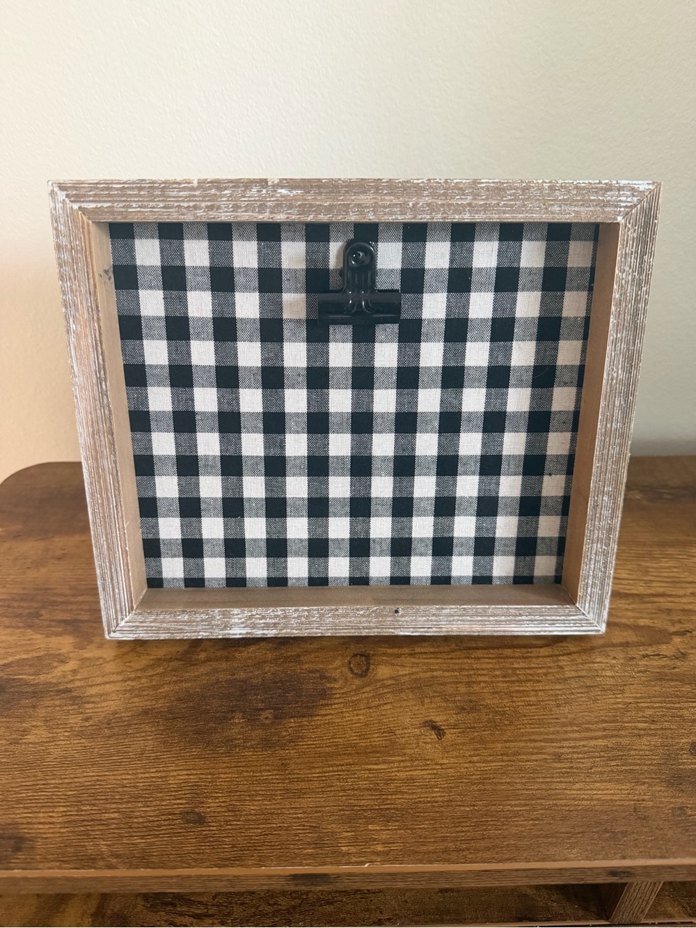 Rustic Black and White Check Framed Clip Photo Display